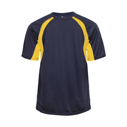 Badger Sport Hook Tee, Sizes 2XL-4XL (414400-026408), Color 'Navy/Gold'